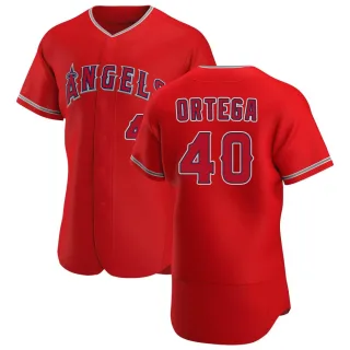 Men's Authentic Scarlet Oliver Ortega Los Angeles Angels Alternate Jersey