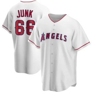 Men's Replica White Janson Junk Los Angeles Angels Home Jersey