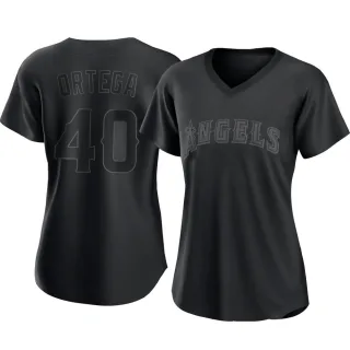 Women's Authentic Black Oliver Ortega Los Angeles Angels Pitch Fashion Jersey