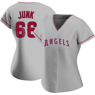 Women's Authentic Janson Junk Los Angeles Angels Silver Road Jersey