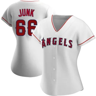Women's Authentic White Janson Junk Los Angeles Angels Home Jersey