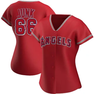Women's Replica Red Janson Junk Los Angeles Angels Alternate Jersey